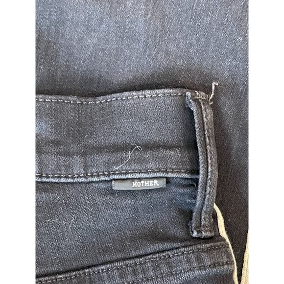 Mother Jeans Size 24 Insider Crop Step Fray Guilty Racer Black Stripe Revolve - Picture 8 of 11